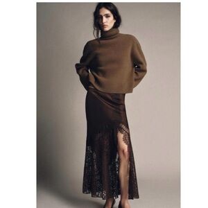 Zara satin effect  Lace Maxi Skirt Z Collection